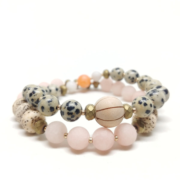 Wildflower stretch bracelet stacked with coyote canyon bracelet.