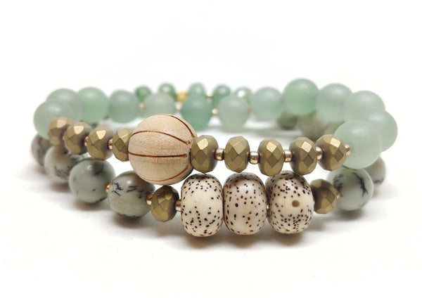 Saguaro stretch bracelet pictured with Ocotillo Bracelet