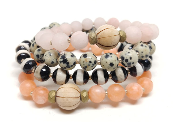 Slot Canyon bracelet stacked with Cactus Loop, Prickly Pear and Cactus Flower Bracelets