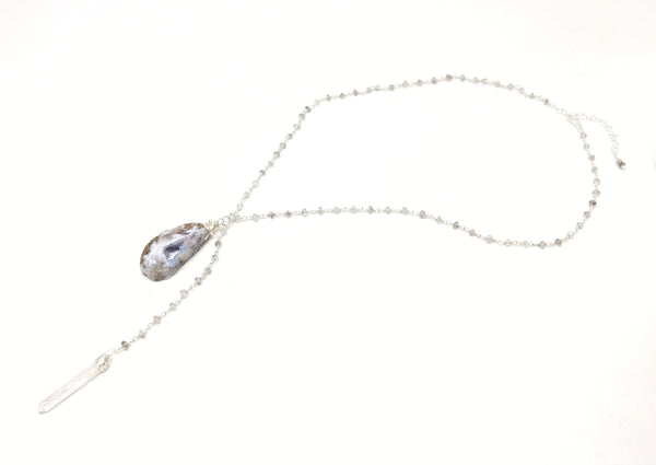 RAW Druzy Agate Lariat Necklace