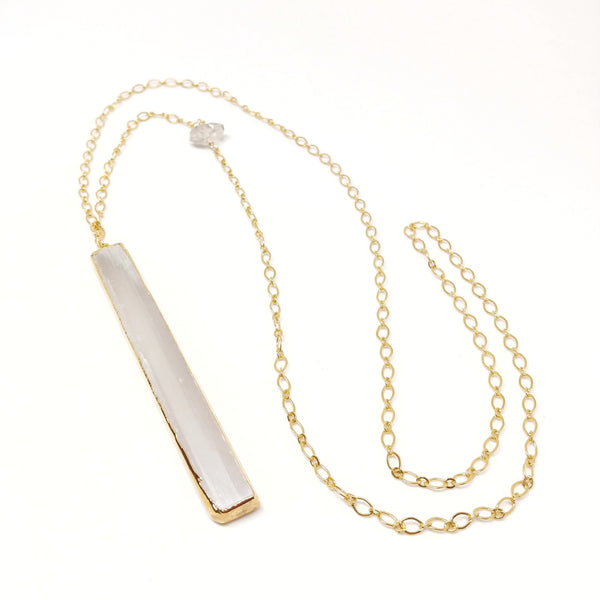 RAW Selenite Bar Necklace