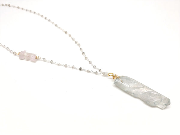 RAW Blue Aura Quartz Necklace