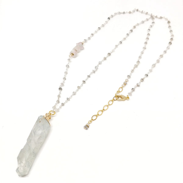 RAW Blue Aura Quartz Necklace