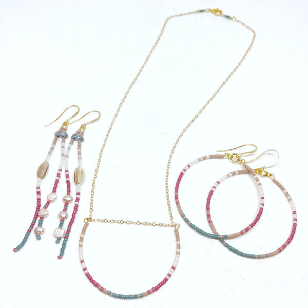 Gratitude jewelry set: Dangles, Hoops and Necklace.