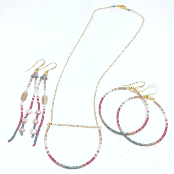 Gratitude jewelry set: Dangles, Hoops and Necklace.
