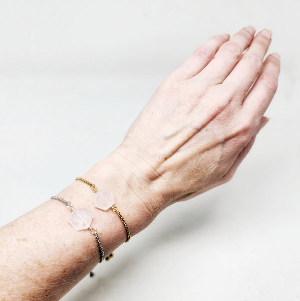 Open Heart Bracelet (Rose Quartz)