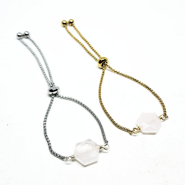 Open Heart Bracelet (Rose Quartz)