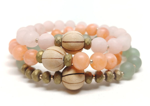Saguaro stretch bracelet pictured with Cactus Flower and Prickly Pear Bracelets