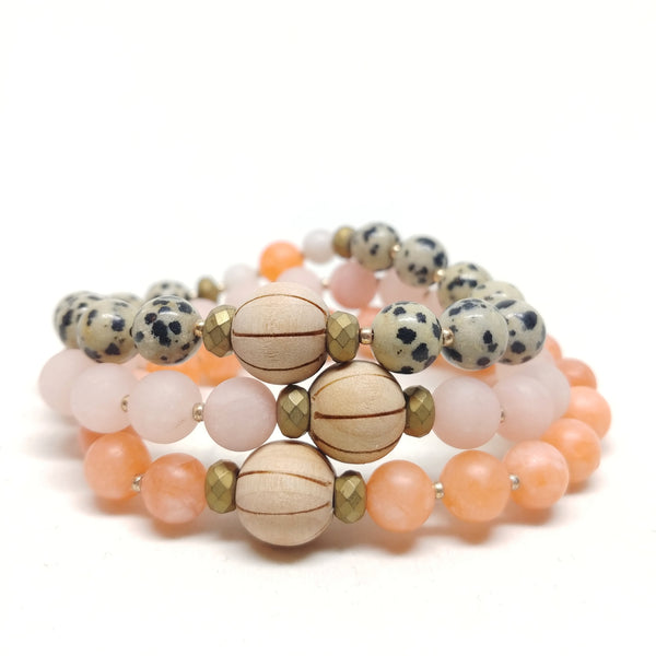 Coyote Canyon stretch bracelet stacked with Prickly Pear and Cactus Flower bracelets.