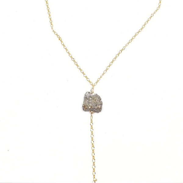 RAW Pyrite Lariat Necklace