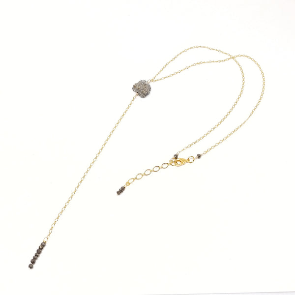 RAW Pyrite Lariat Necklace