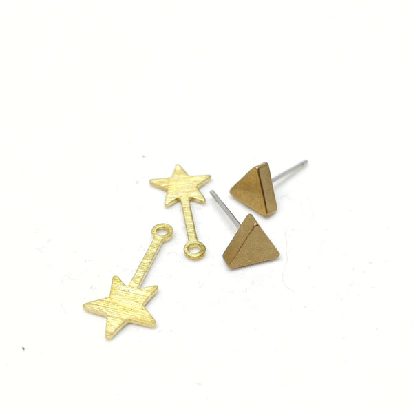 Pyramid studs and falling star charms shown separately.
