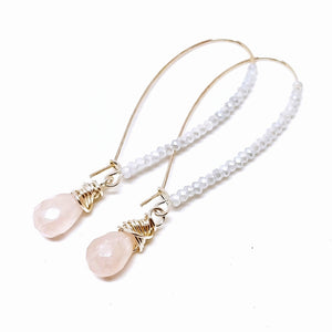 Signature Style Angelic Earrings Rose Quartz Icicle Crystals