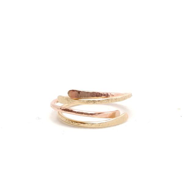 Unity Ring stack in rose and gold fill